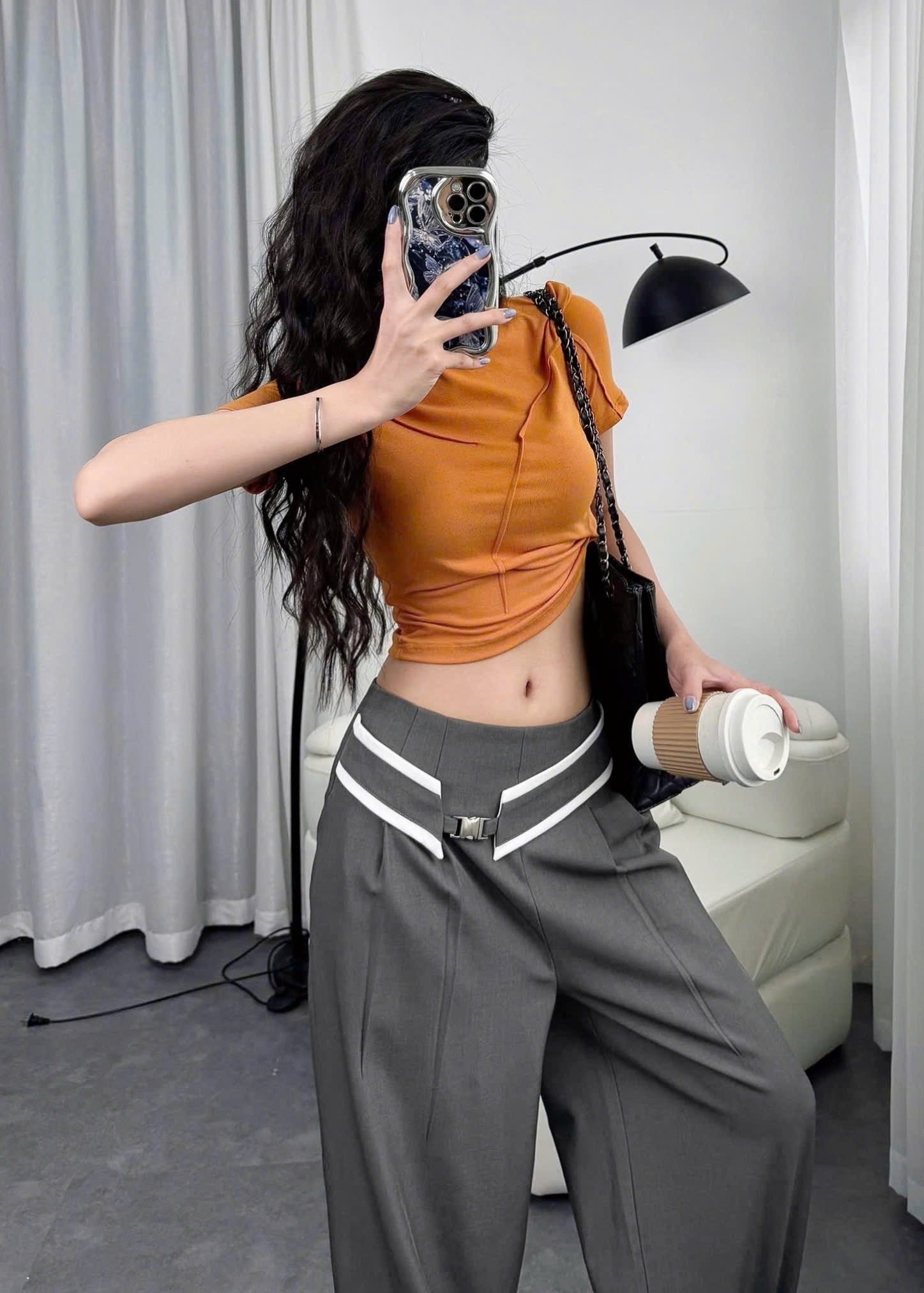 Áo Croptop Phối Gân