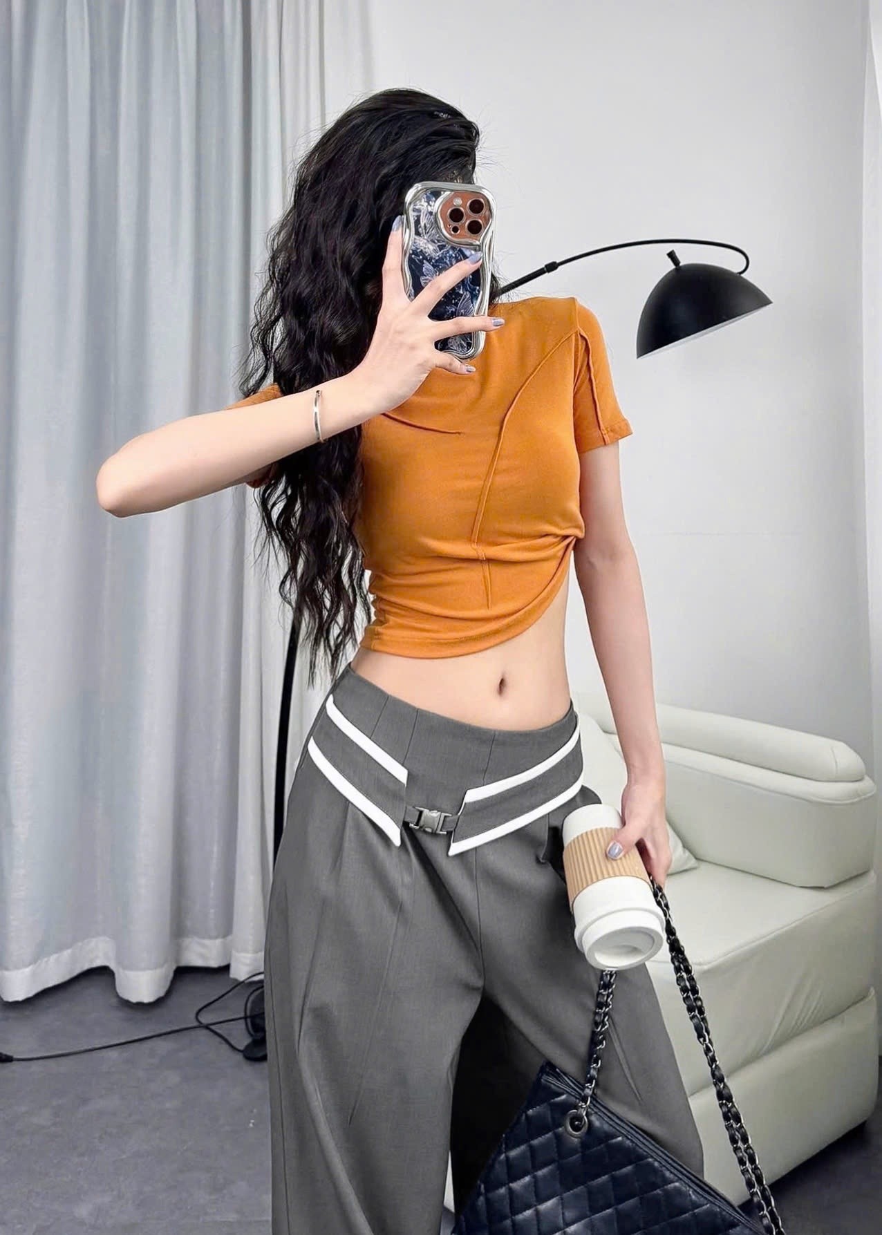 Áo Croptop Phối Gân