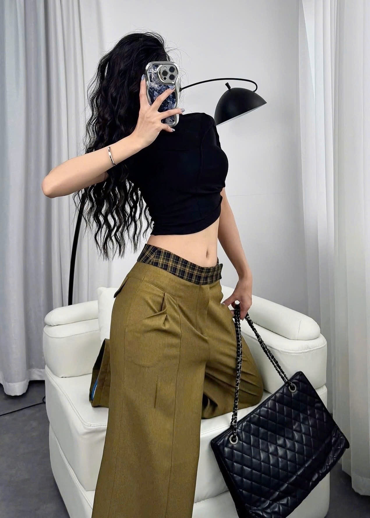 Áo Croptop Phối Gân