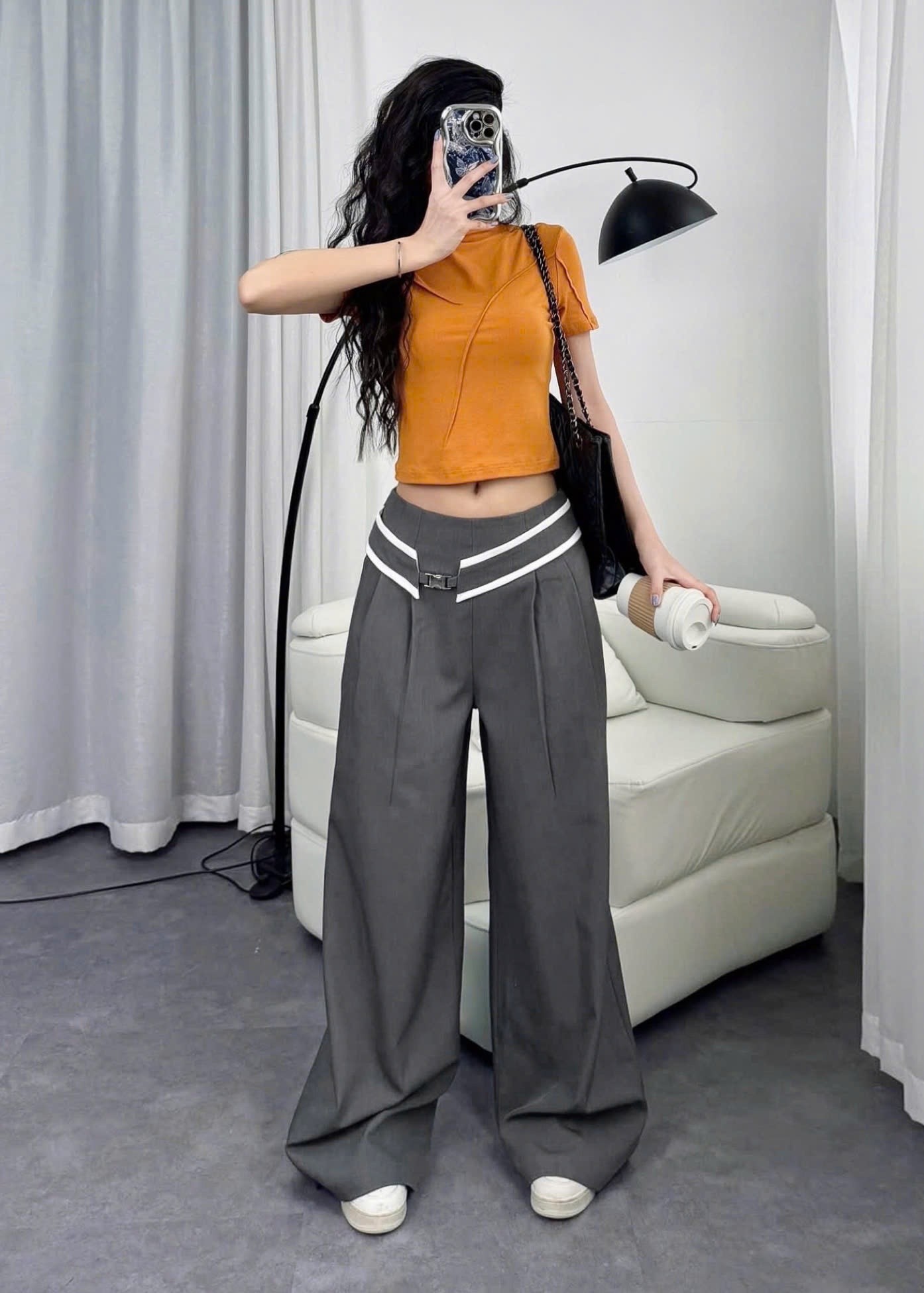 Áo Croptop Phối Gân
