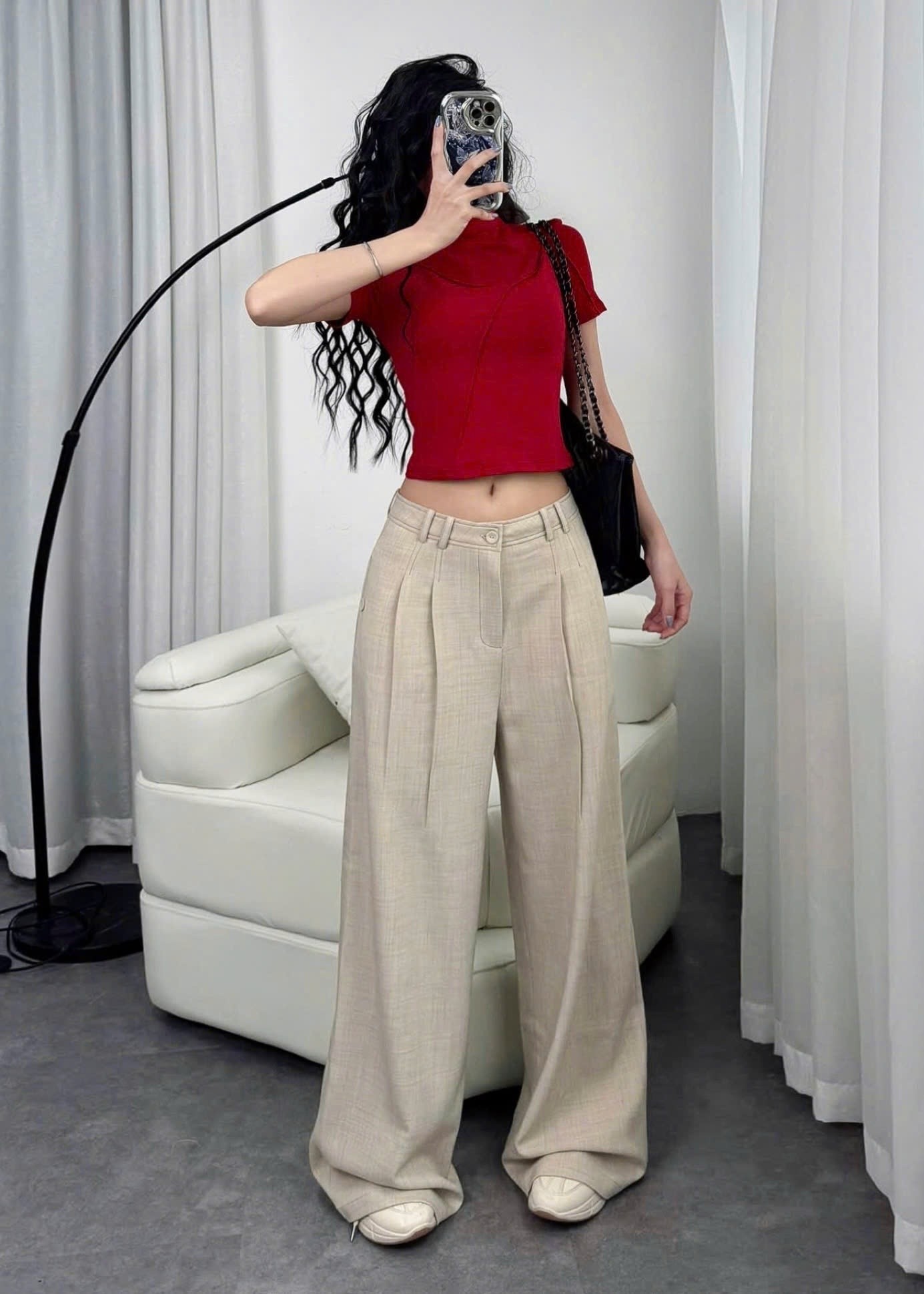 Áo Croptop Phối Gân