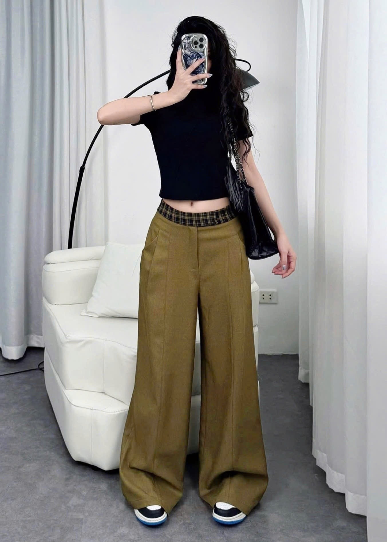 Áo Croptop Phối Gân