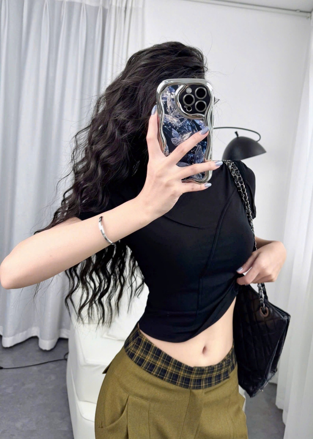 Áo Croptop Phối Gân