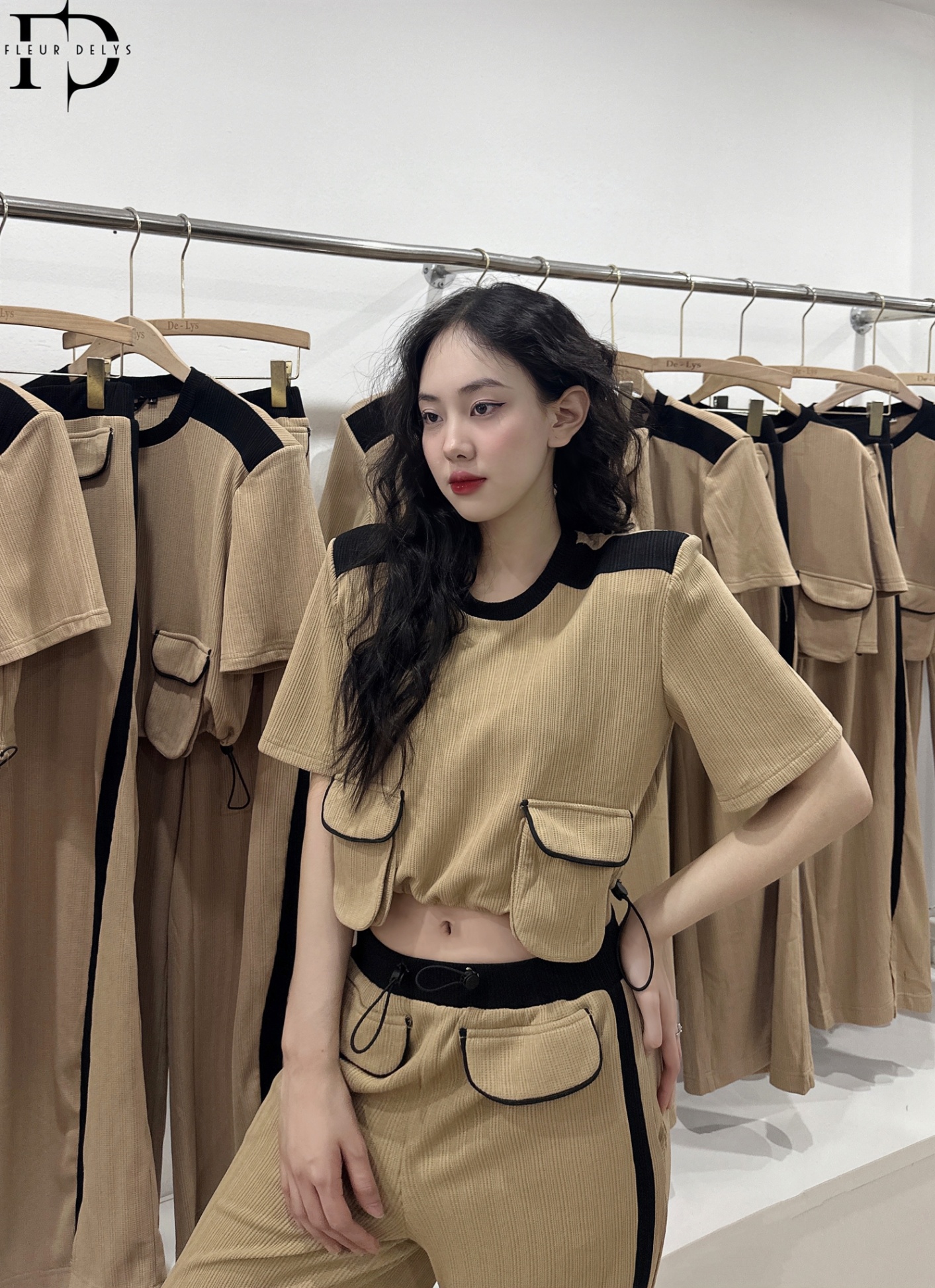 Set Bộ Be Phối Đen Lé Túi