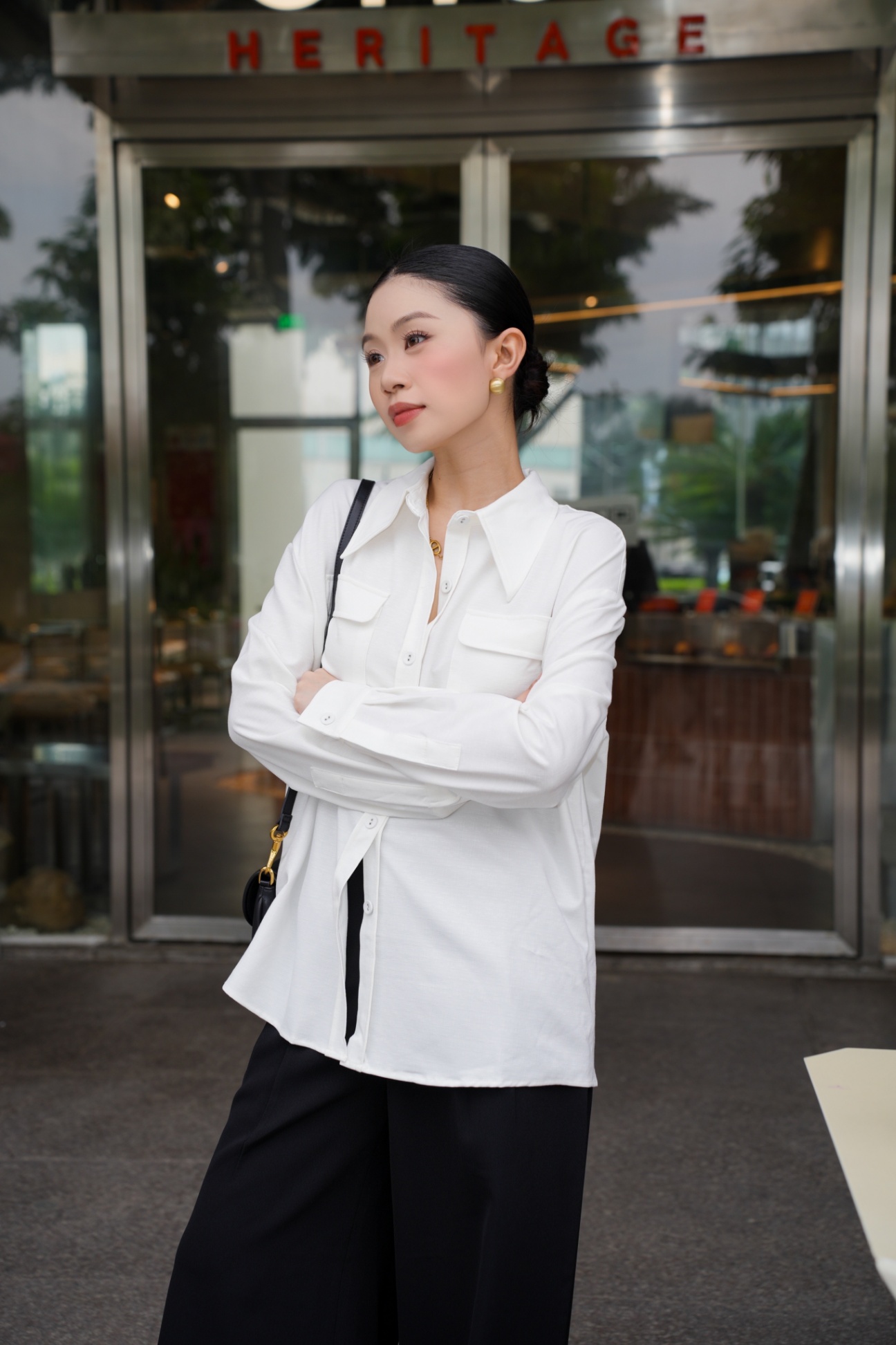 Áo Sơ Mi Kẻ Xước 2 Túi Ngực