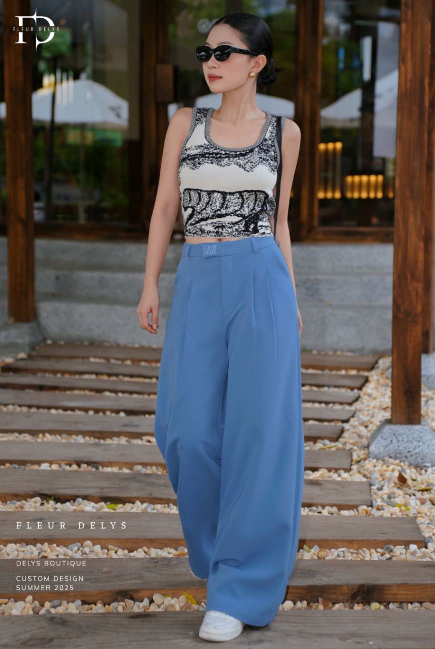 Quần 2 Ly Phối Hình Thêu Vuông