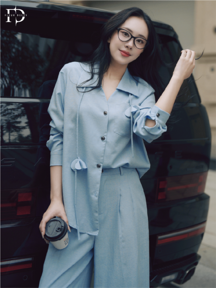 Set Bộ Sơ Mi Dây Hoa Lazer