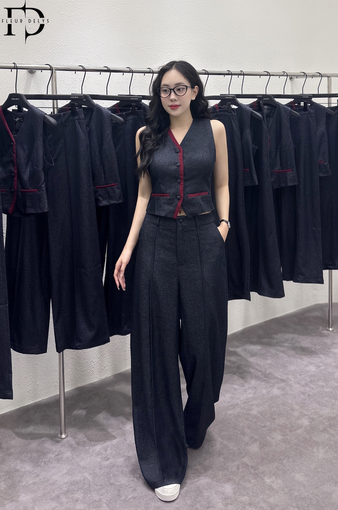 Set Gile Bò Phối Nhung Đỏ