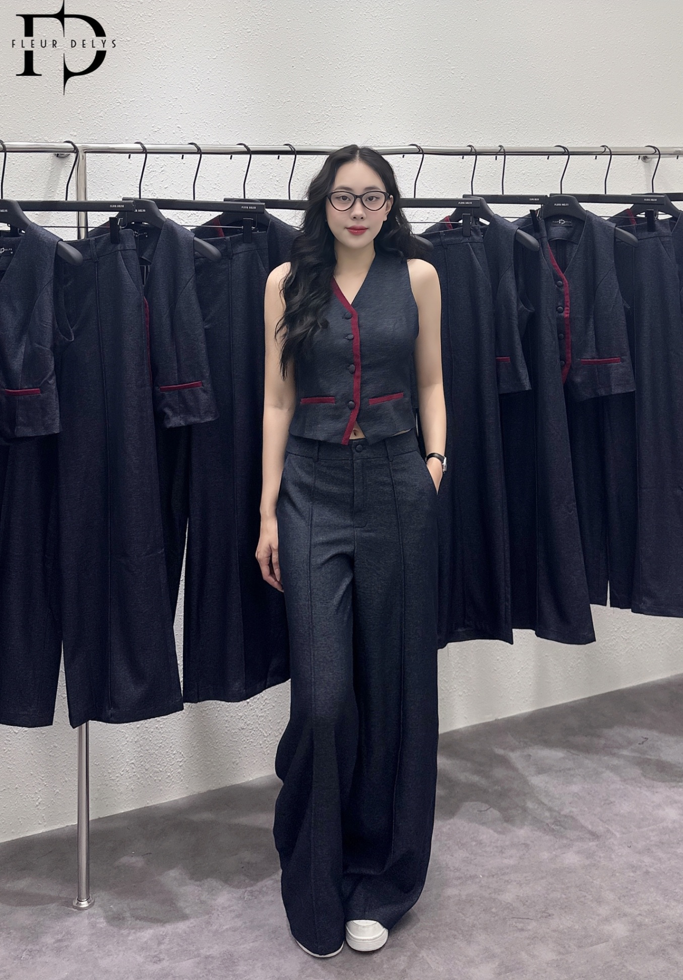 Set Gile Bò Phối Nhung Đỏ