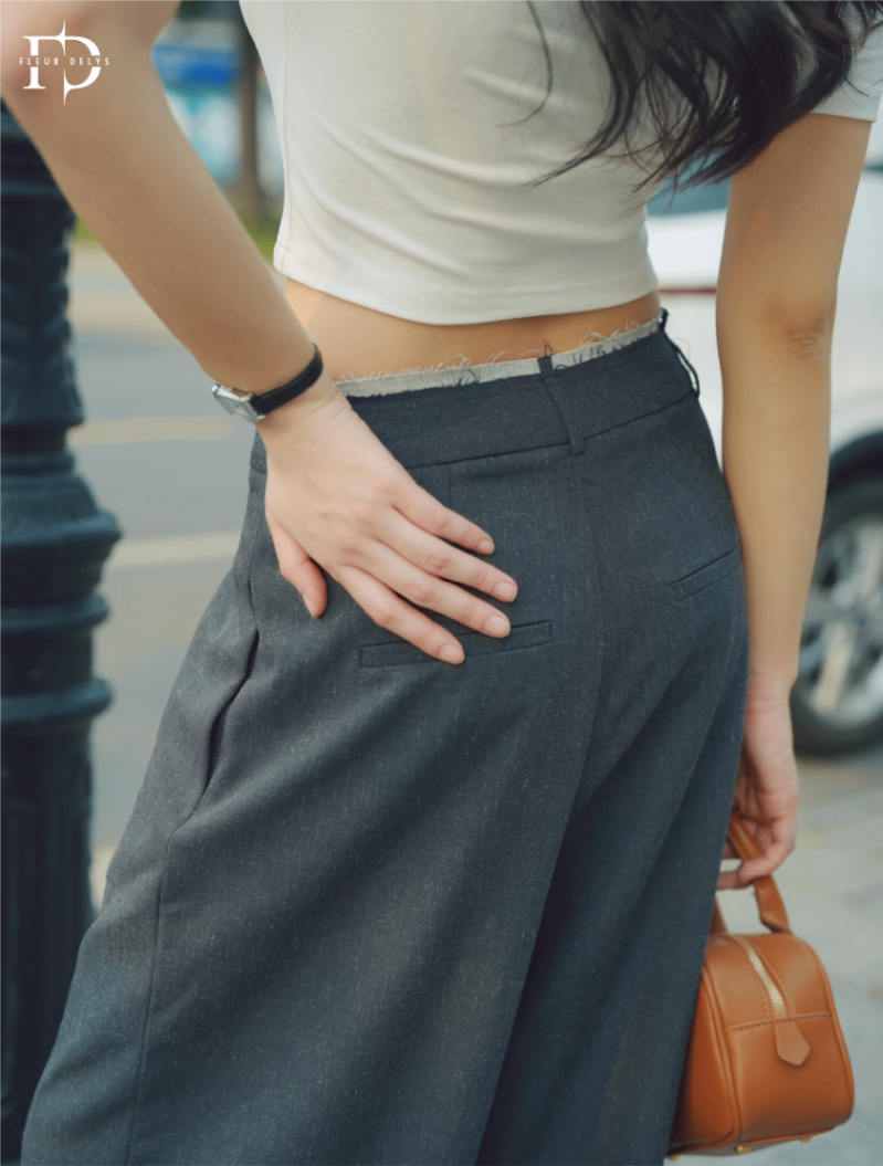 Quần Phối Cạp Tua Vải Muối Tiêu