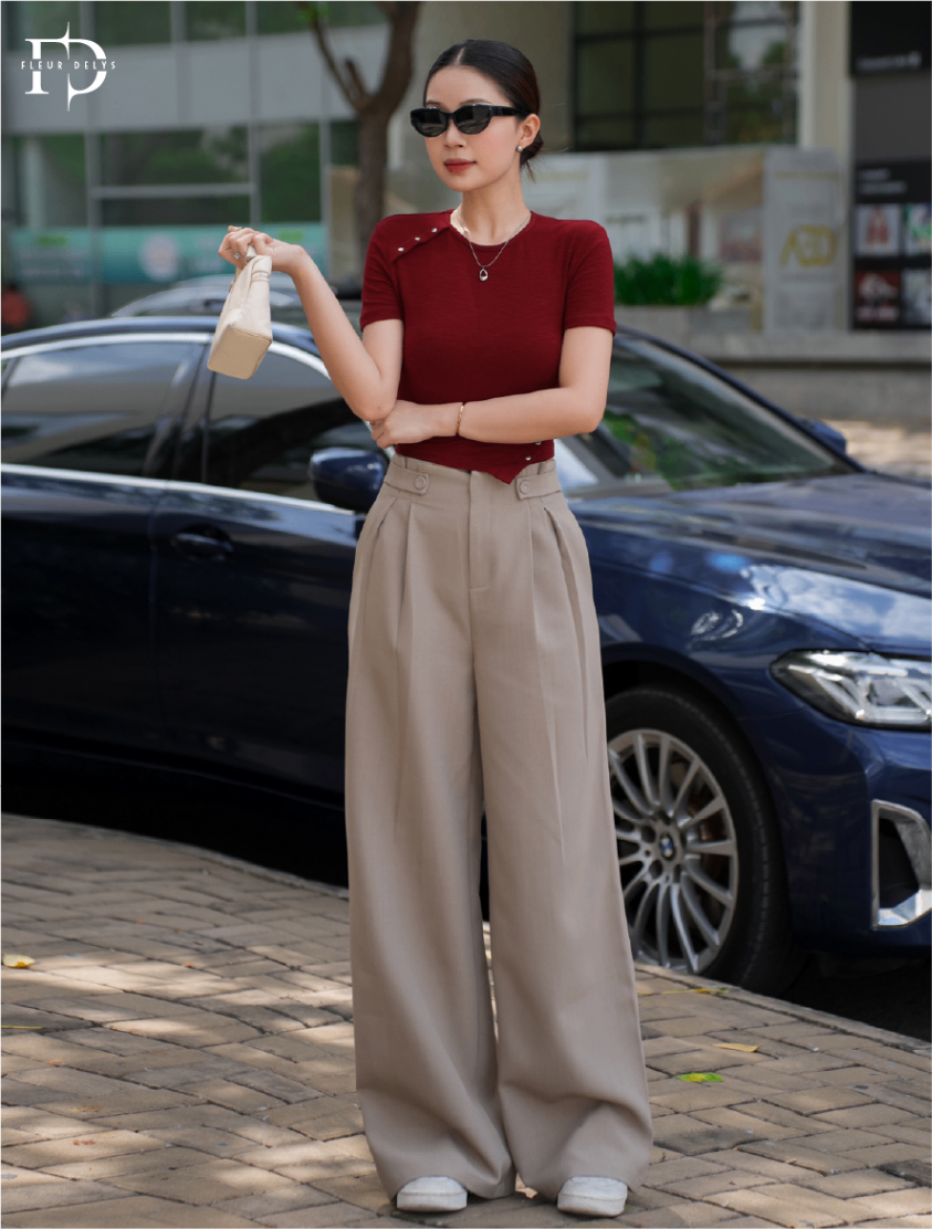 Quần 2 Cúc Bọc Đính Cá