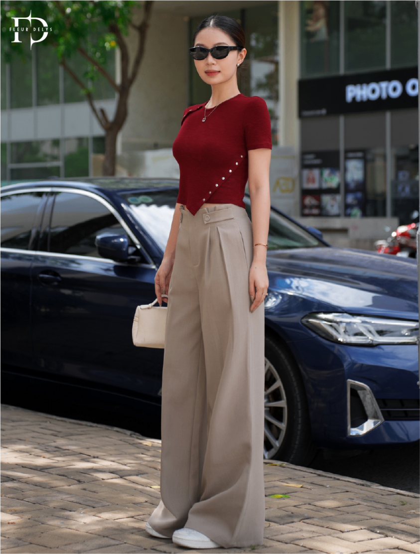 Quần 2 Cúc Bọc Đính Cá