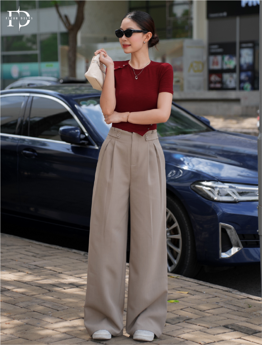 Quần 2 Cúc Bọc Đính Cá