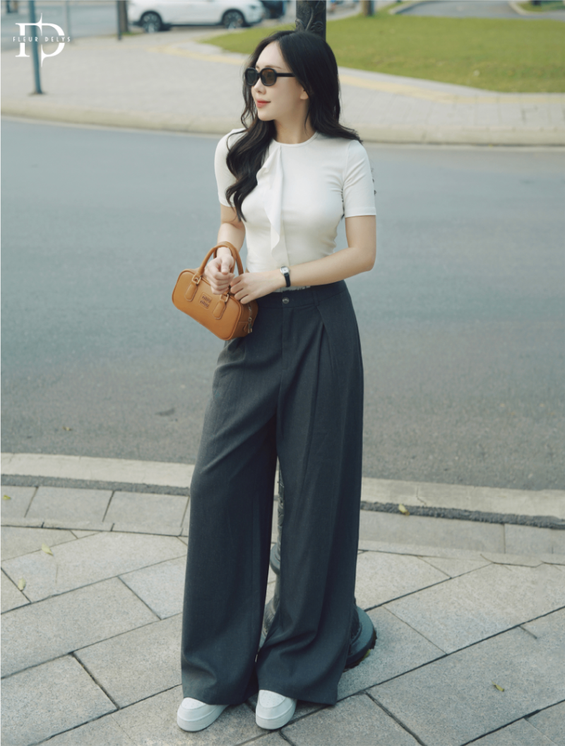Quần Phối Cạp Tua Vải Muối Tiêu