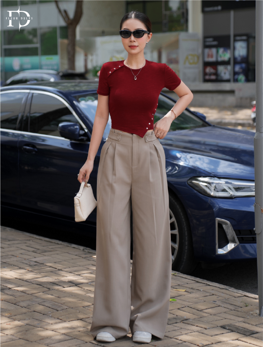 Quần 2 Cúc Bọc Đính Cá