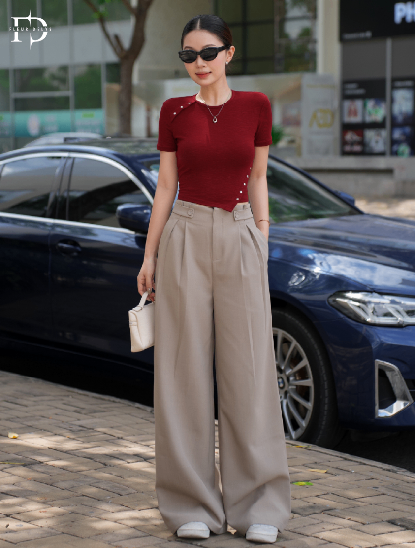 Quần 2 Cúc Bọc Đính Cá