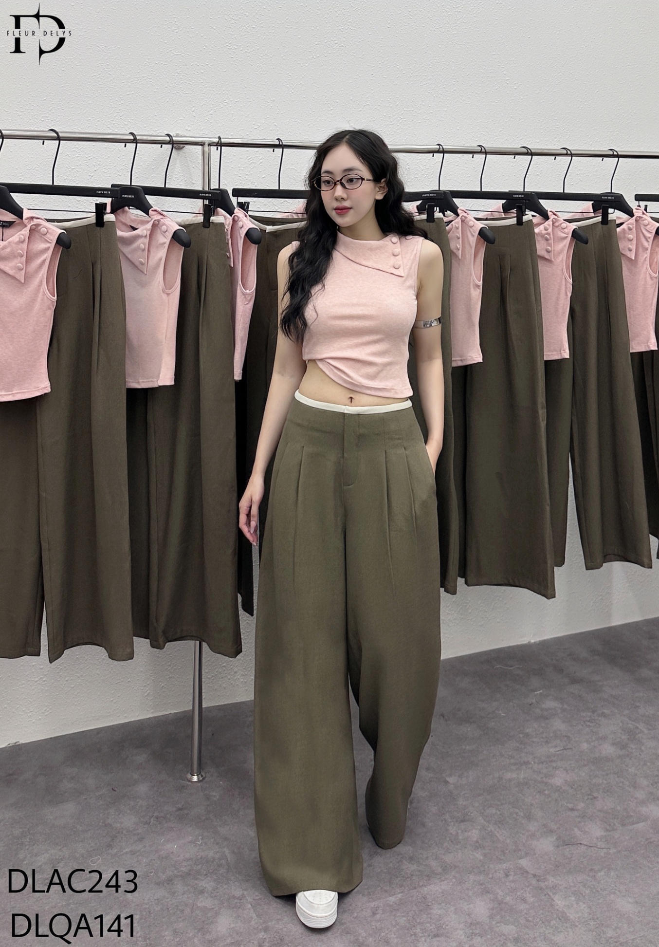 Quần Phối Cạp Vải Tex Kem