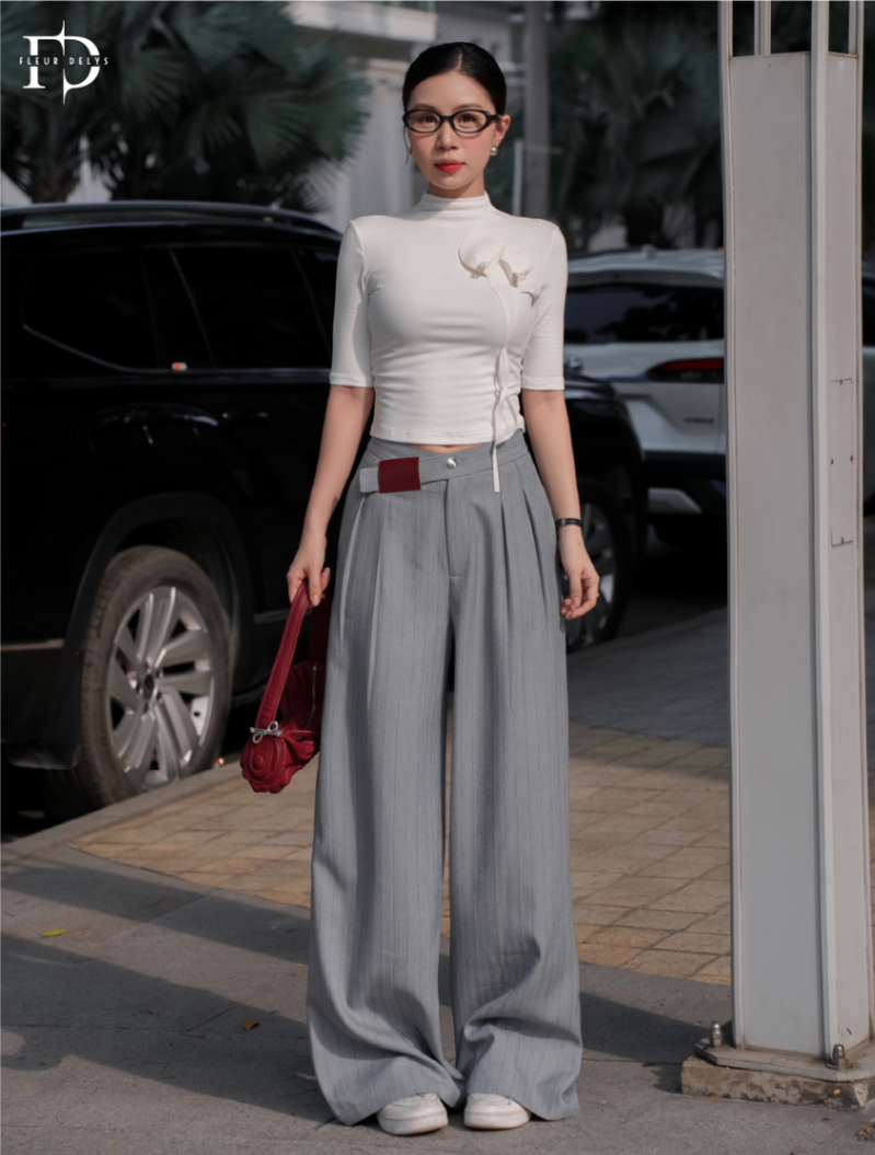 Quần Kẻ Sọc Cạp Lệch