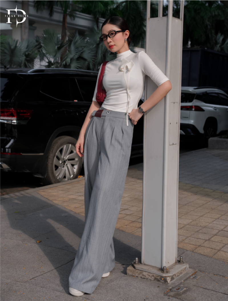 Quần Kẻ Sọc Cạp Lệch