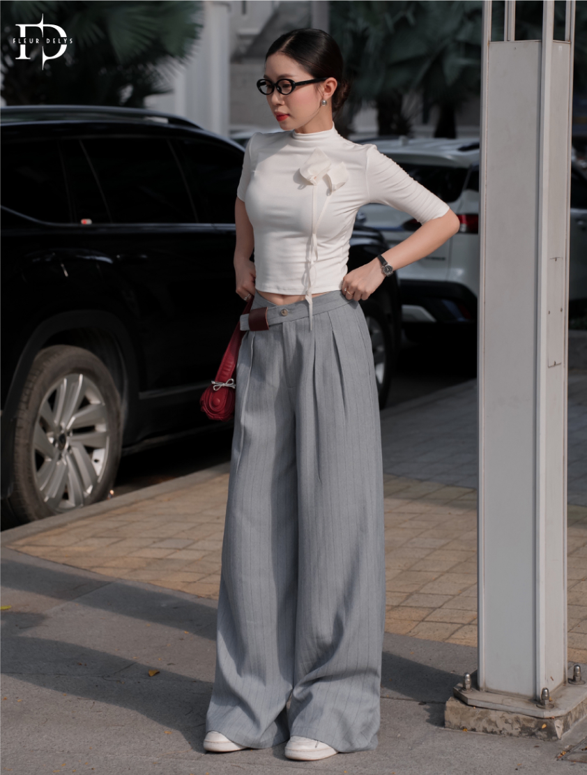 Quần Kẻ Sọc Cạp Lệch