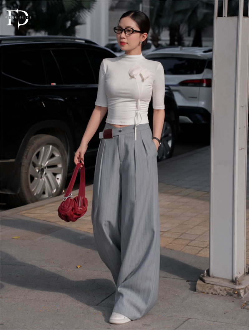 Quần Kẻ Sọc Cạp Lệch