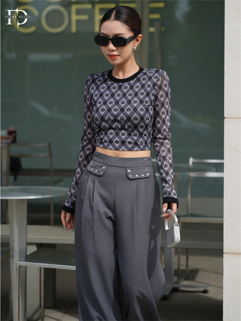 Áo Lưới Kẻ Caro In Hoa