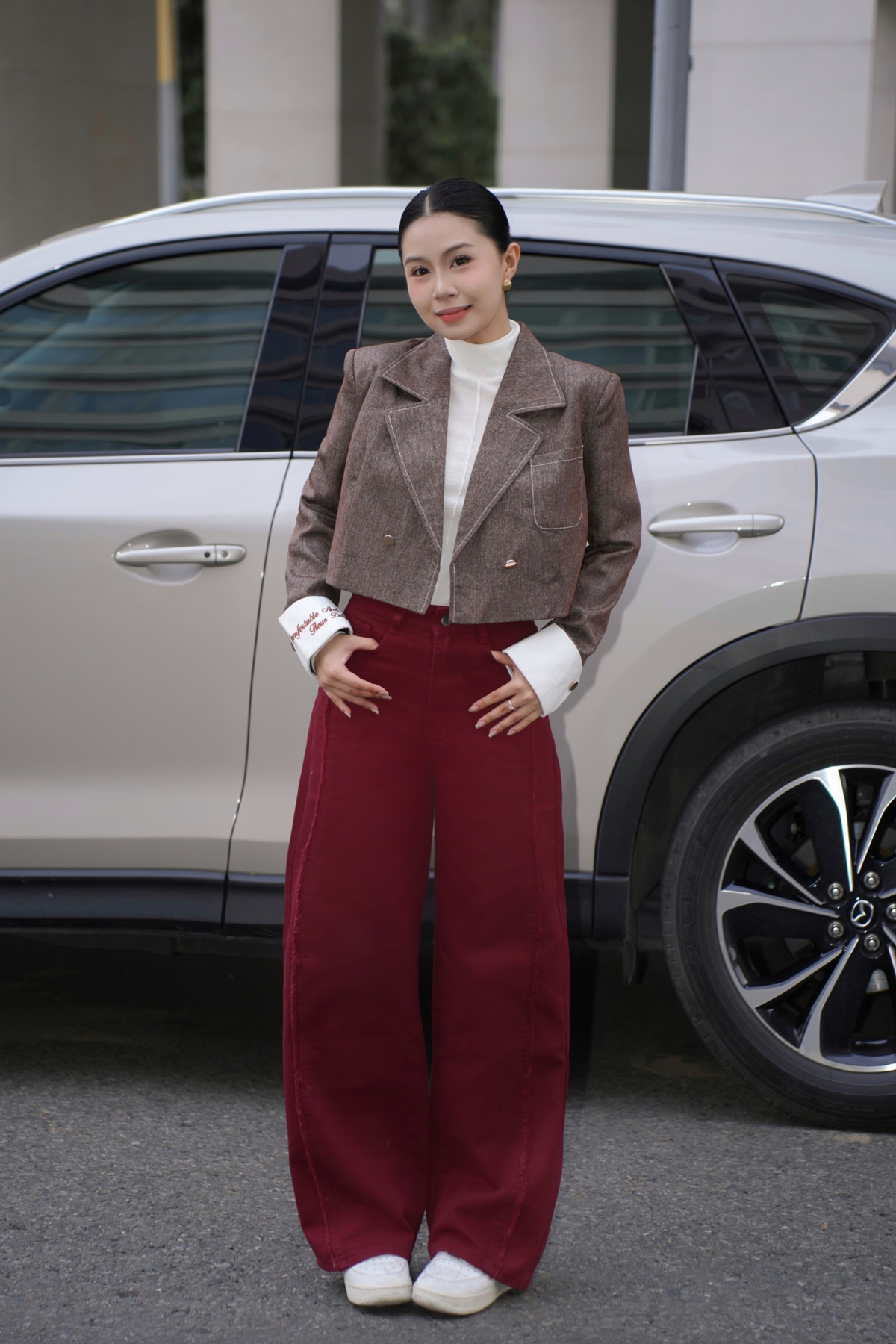 Áo Dạ Tex Phối Tay Trắng