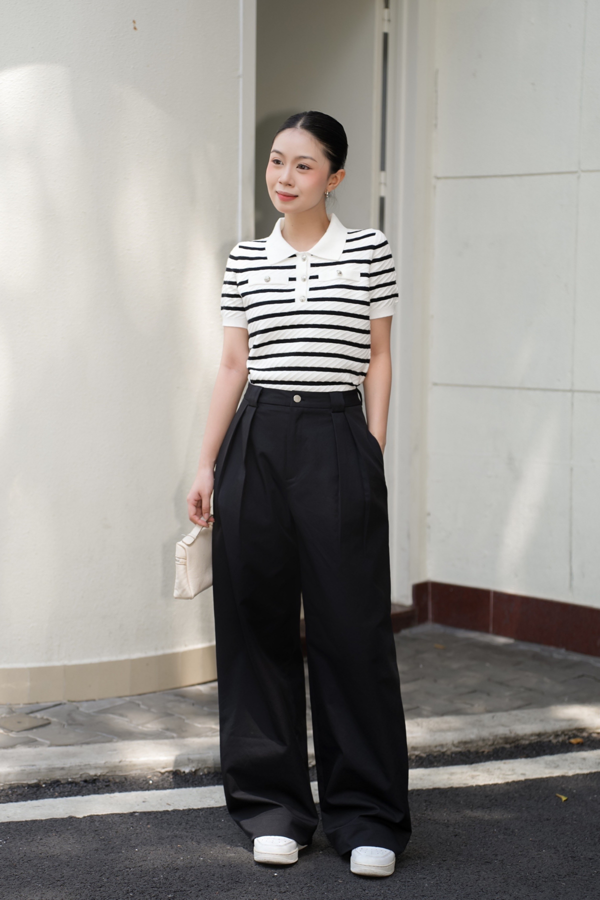 Áo Len Kẻ Đen Trắng