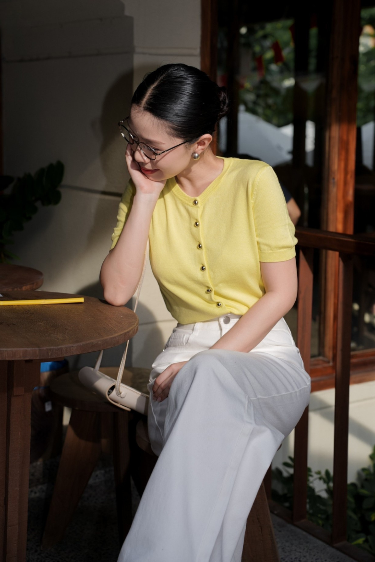 Áo Len Phối Nẹp Cúc Inox