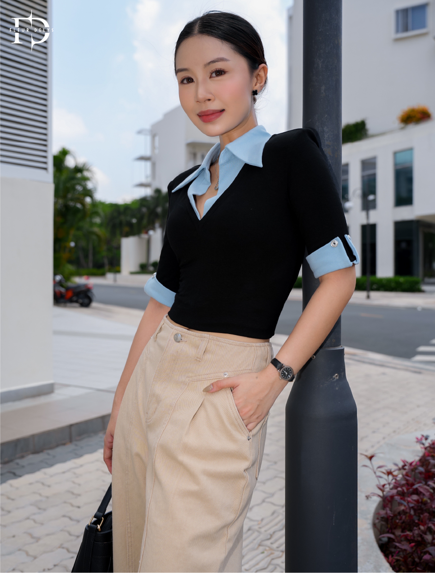 Áo Zip Cổ V Phối Cổ Đức