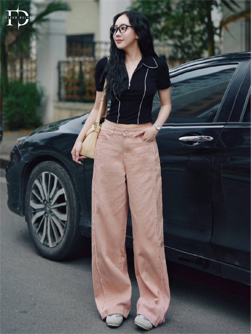 Áo Zip Đen Phối Lé Bạc