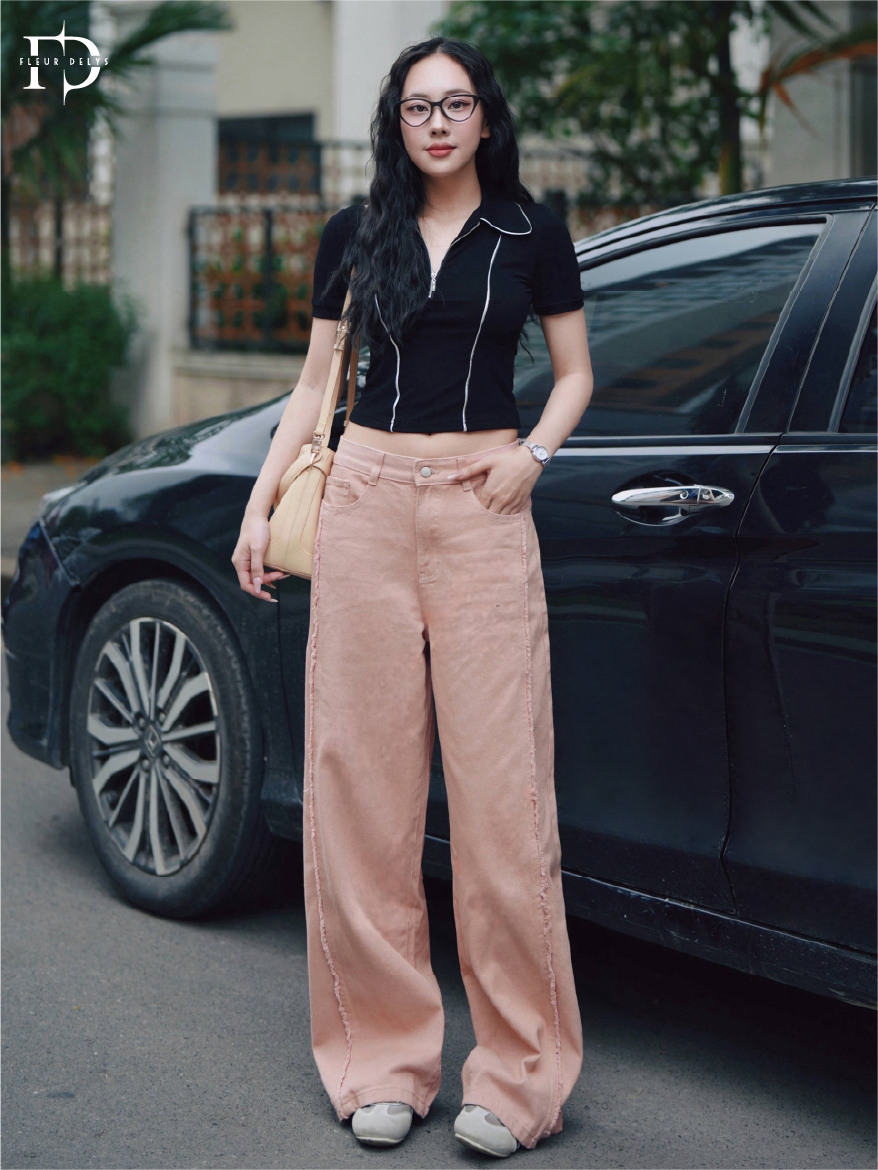 Áo Zip Đen Phối Lé Bạc