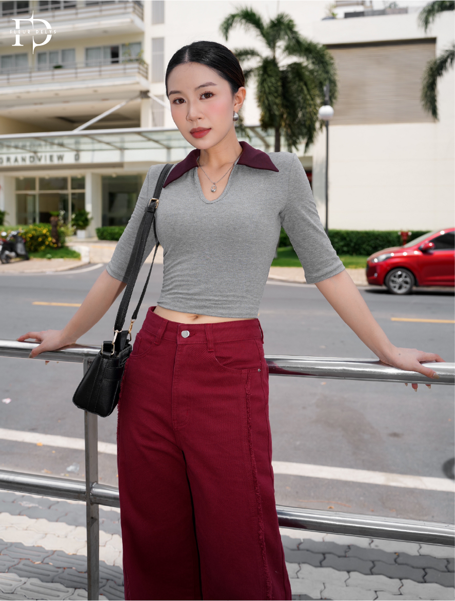 Áo Zip Phối Cổ V Tay Lỡ