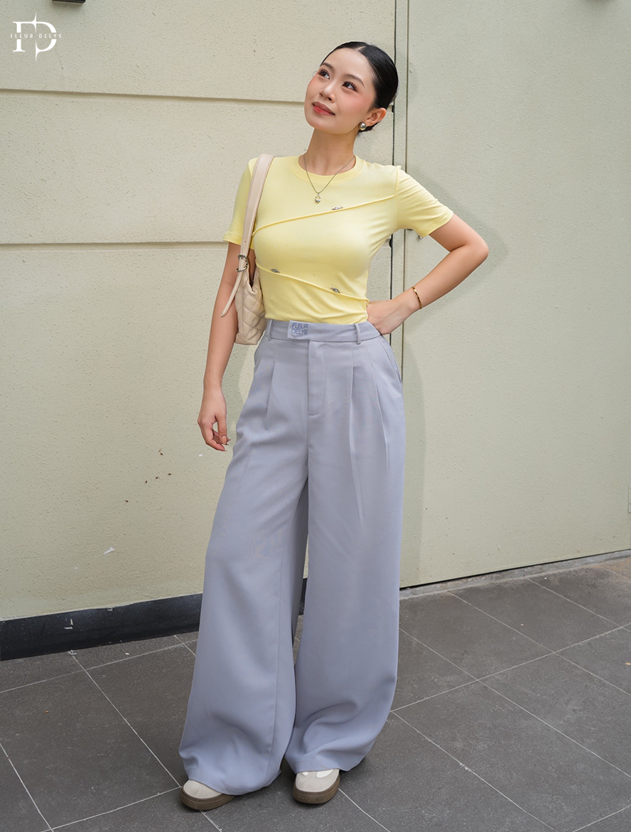 Quần 2 Ly Phối Hình Thêu Vuông