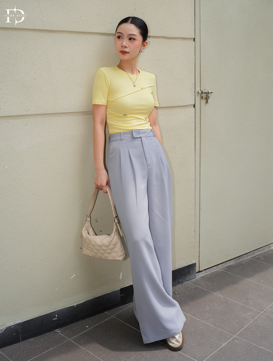 Quần 2 Ly Phối Hình Thêu Vuông