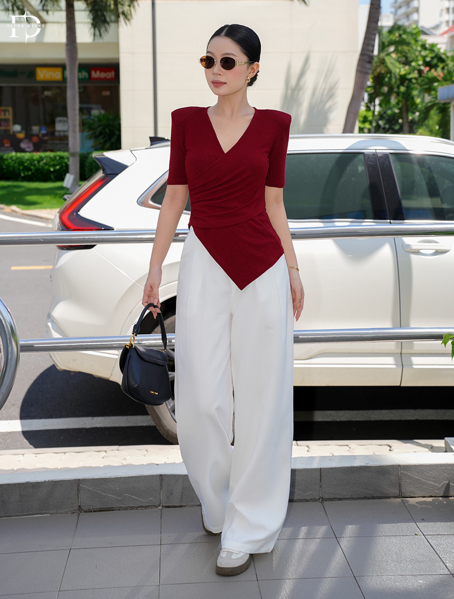 Quần 2 Ly Phối Hình Thêu Vuông