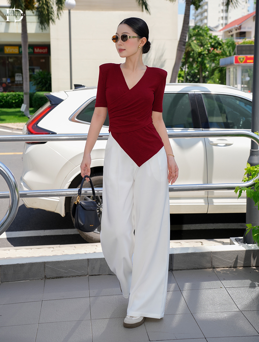 Quần 2 Ly Phối Hình Thêu Vuông