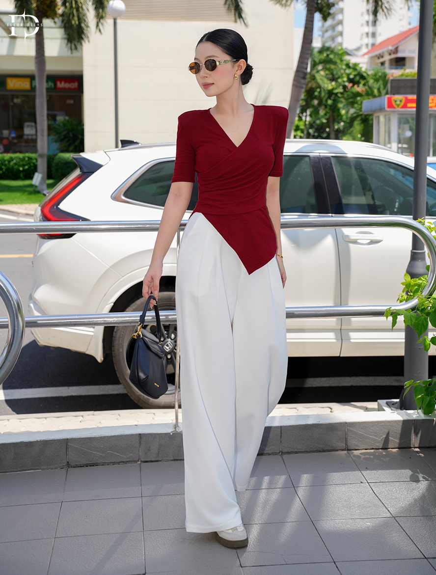 Quần 2 Ly Phối Hình Thêu Vuông