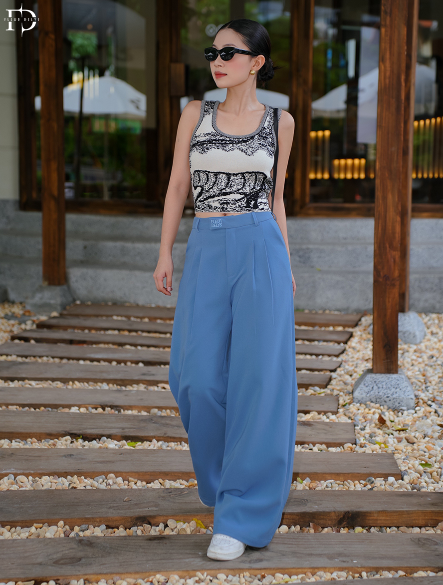 Quần 2 Ly Phối Hình Thêu Vuông