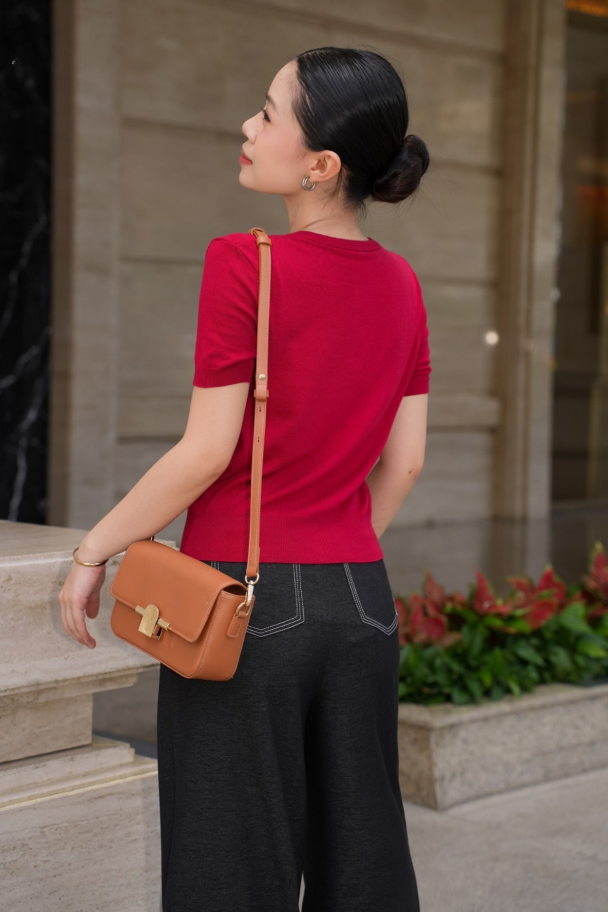 Quần Bò Rayon Mềm Phối Chỉ Nổi