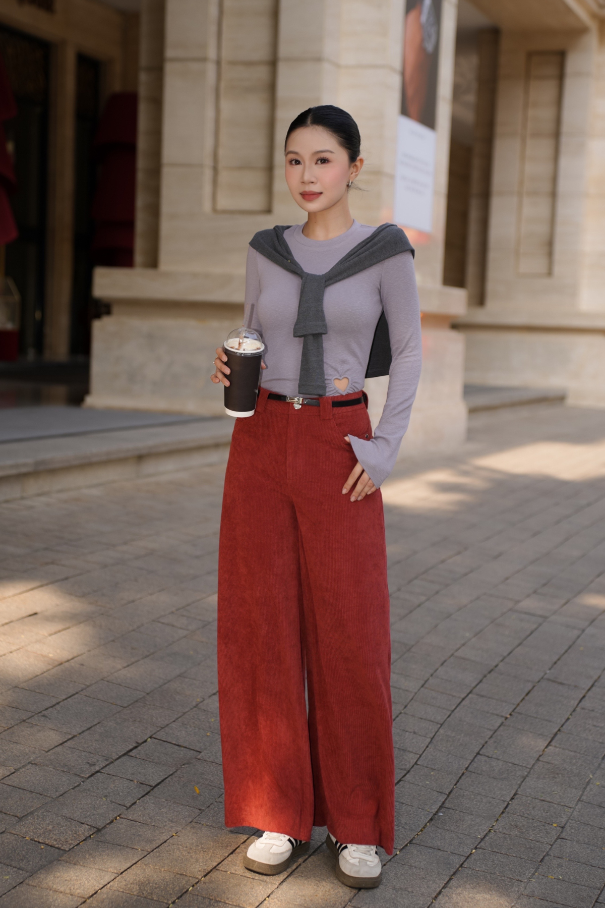 Quần Nhung Tăm Kèm Đinh Tán