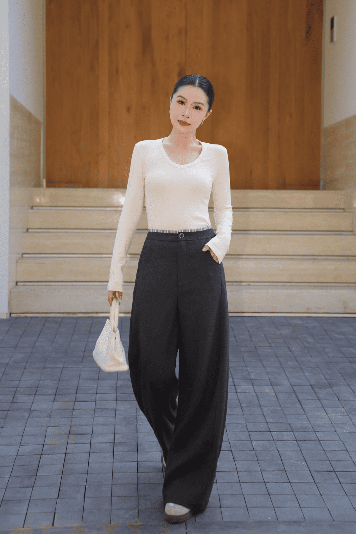 Quần Tex Dạ Phối Kẻ