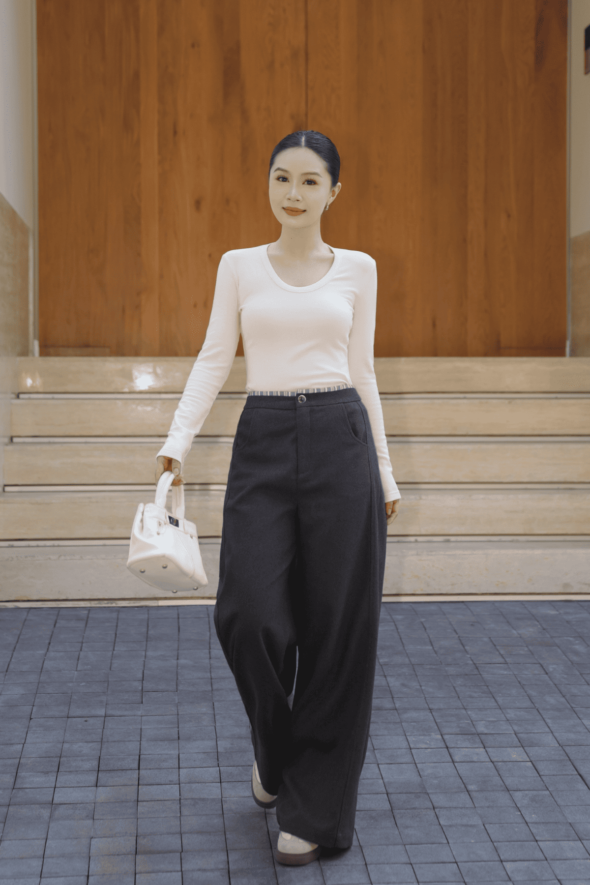 Quần Tex Dạ Phối Kẻ