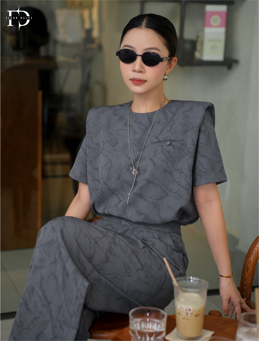 Set Bộ Họa Tiết Loang Đệm Vai