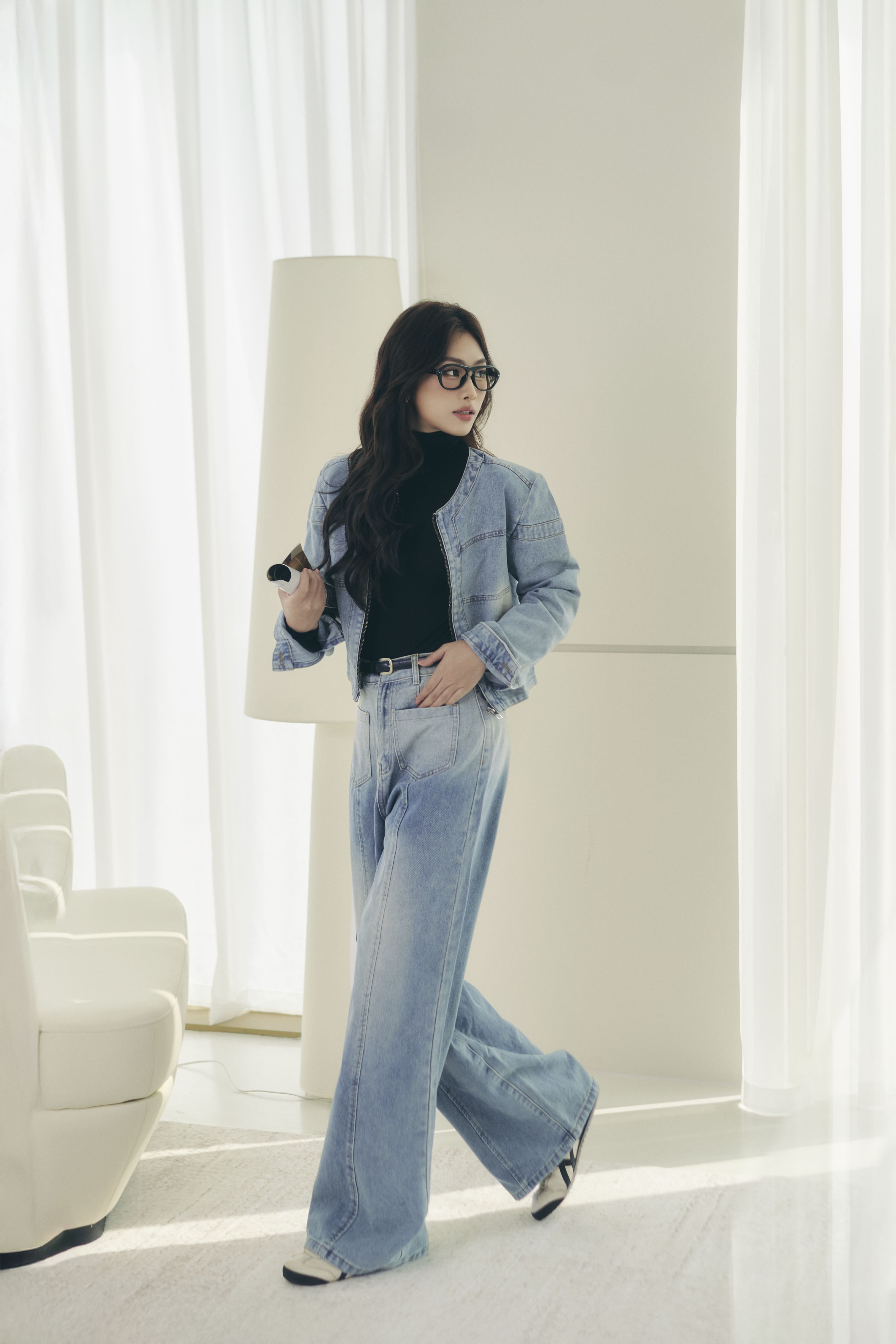 Set Jean Cổ Tròn Khóa Kéo