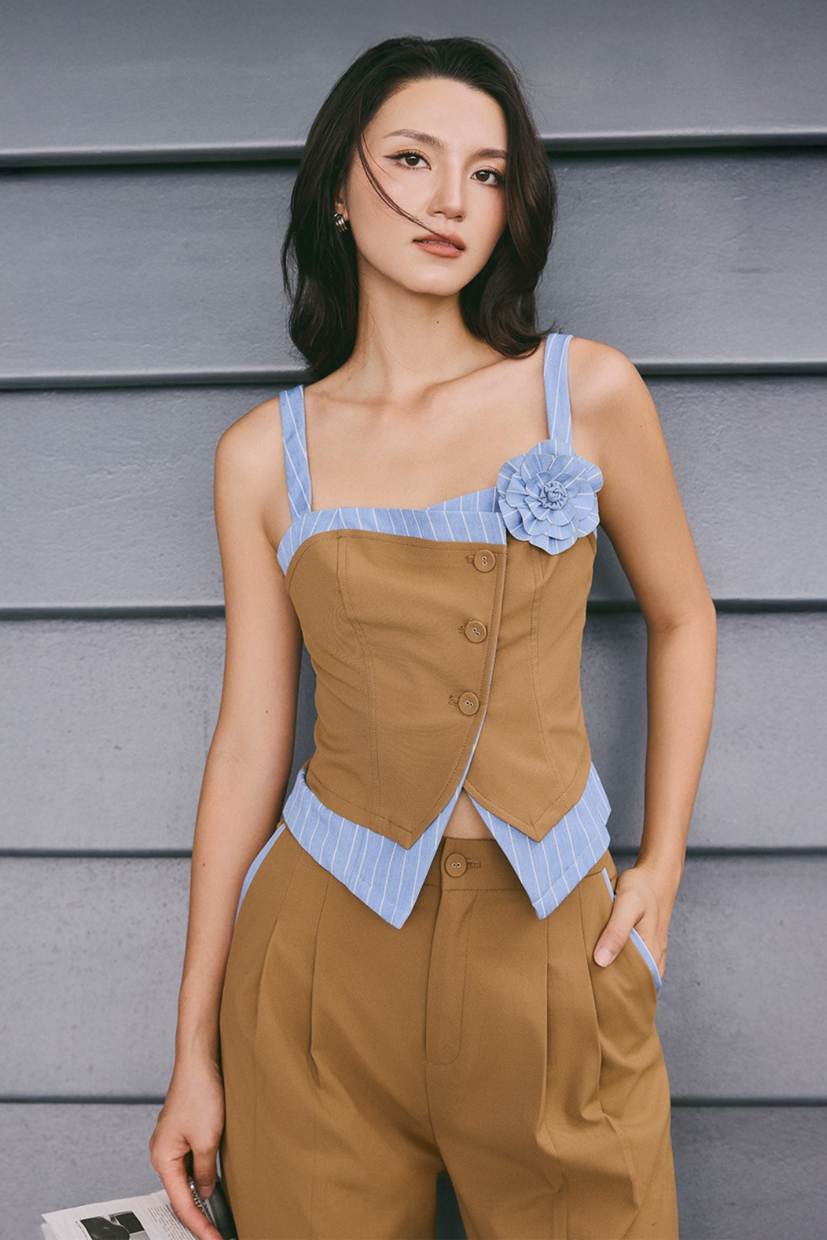 Set Kaki 2 Dây Gắn Hoa