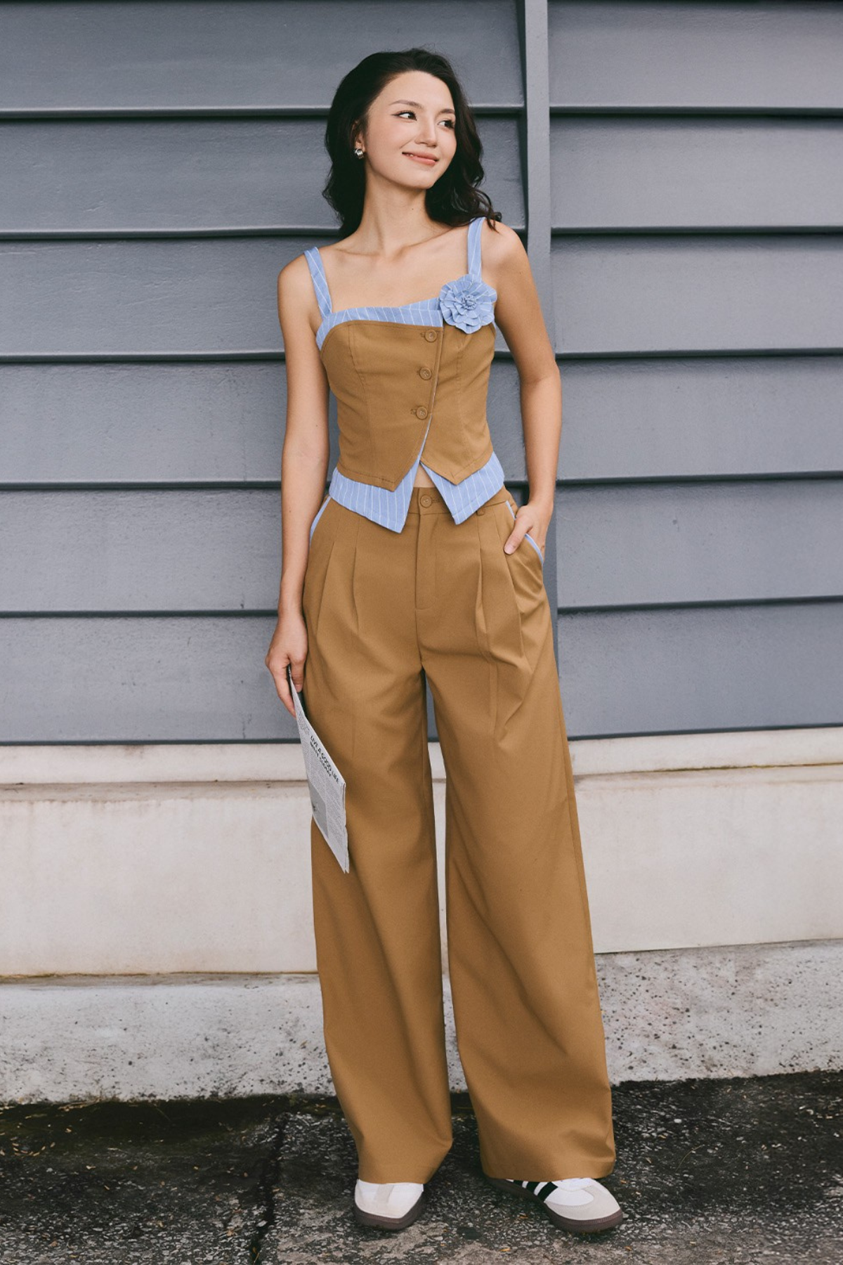 Set Kaki 2 Dây Gắn Hoa