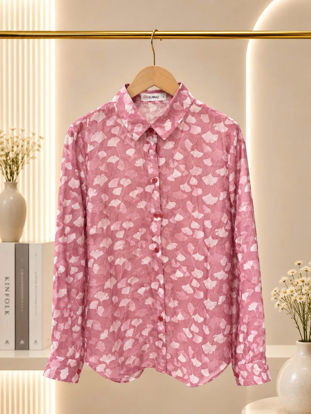 Sơ mi dài tay cổ đức · HỒNG