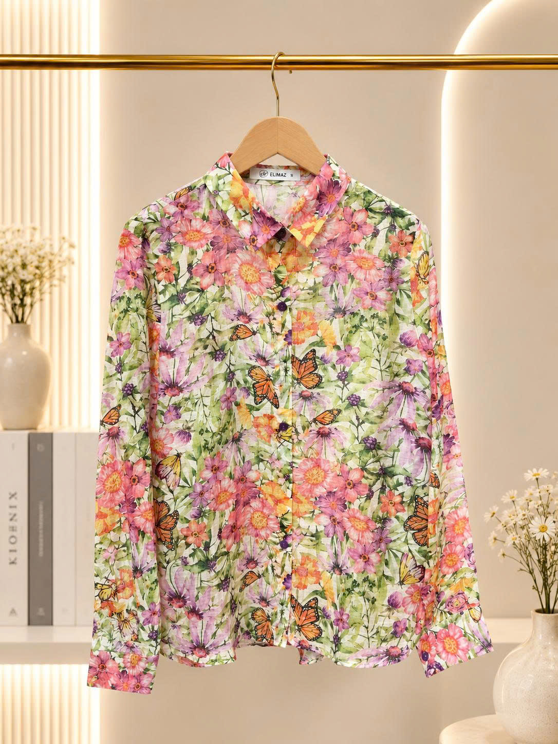 Sơ mi dài tay cổ đức · HỒNG XANH