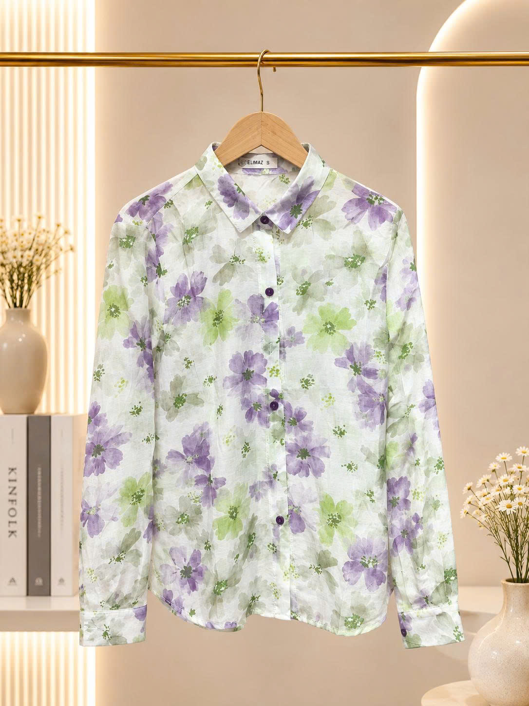 Sơ mi dài tay cổ đức · XANH TÍM